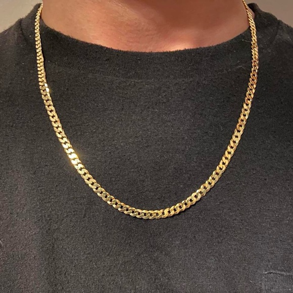 Gold Chain 14k Gold Vermeil Curb 20in 4mm